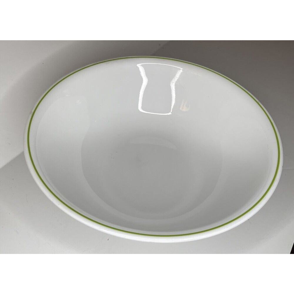 Corelle By Corning 10” Bowl White w/Light Green Stripe Discontinued